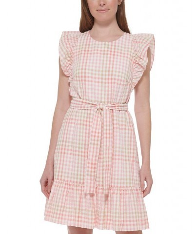 Women's Ruffled Belted Shift Dress Bloom Multi $30.08 Dresses