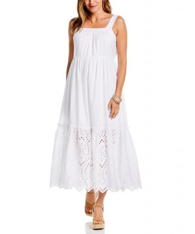 Plus Size Eyelet Midi Dress White $64.22 Dresses