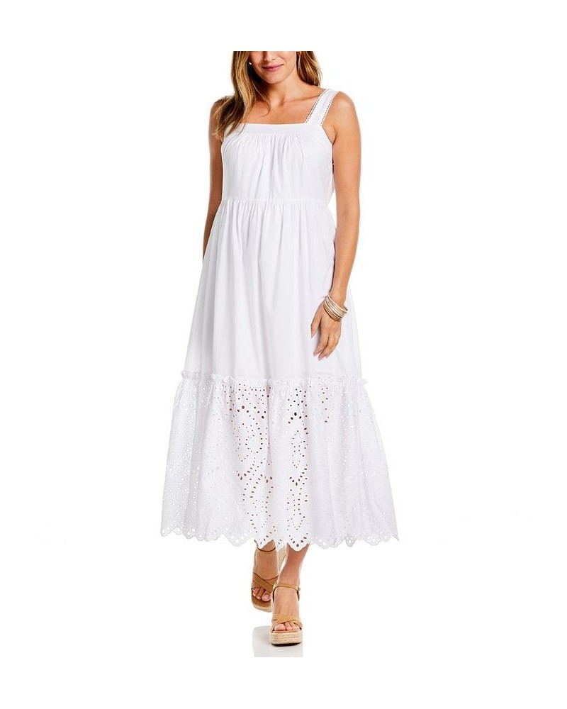 Plus Size Eyelet Midi Dress White $64.22 Dresses