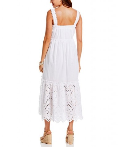 Plus Size Eyelet Midi Dress White $64.22 Dresses