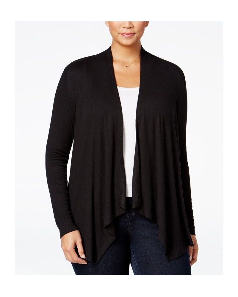 Plus Size Draped Cardigan Black $23.06 Sweaters