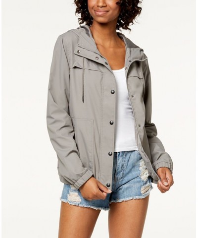 Juniors' Hooded Windbreaker Gray $31.98 Jackets