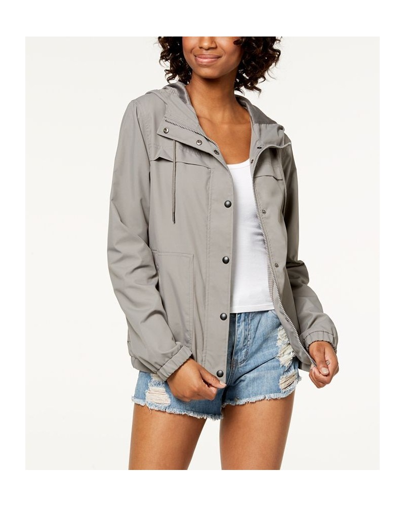 Juniors' Hooded Windbreaker Gray $31.98 Jackets