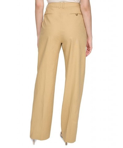 Women's Linen-Blend Pleated Wide-Leg Pants Biscotti $44.69 Pants