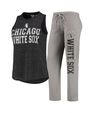 Women's Chicago White Sox Satellite Muscle Tank Top and Pants Sleep Set Gray, Heathered Black $34.30 Pajama