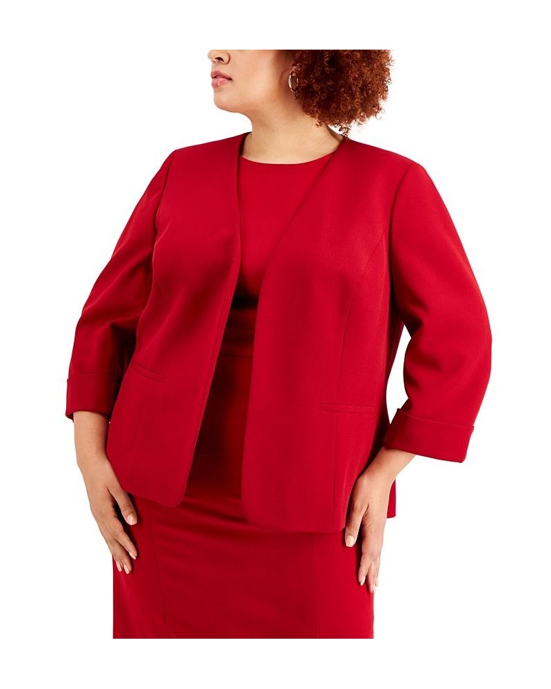 Plus Size Open Front Blazer Fire Red $32.25 Jackets