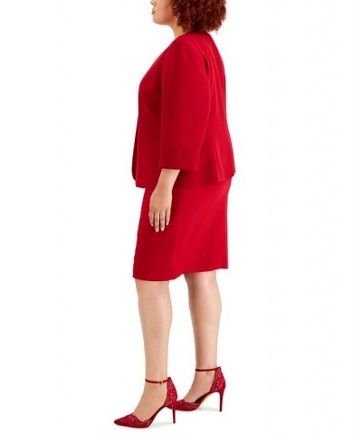 Plus Size Open Front Blazer Fire Red $32.25 Jackets