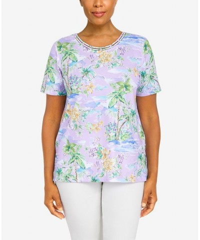 Petite Classics Island Tropical Scene Top Lilac $25.80 Tops