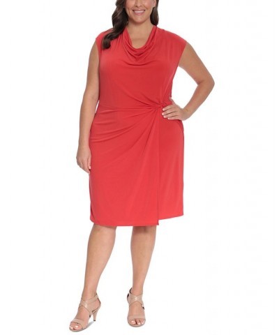 Plus Size Cowl-Neck Sheath Dress Red $38.15 Dresses