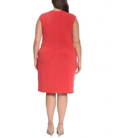 Plus Size Cowl-Neck Sheath Dress Red $38.15 Dresses