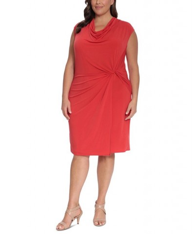 Plus Size Cowl-Neck Sheath Dress Red $38.15 Dresses