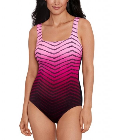 Shape Solver Sport for Women's Prism Change Scoop-Neck One-Piece Swimsuit Pink $35.40 Swimsuits