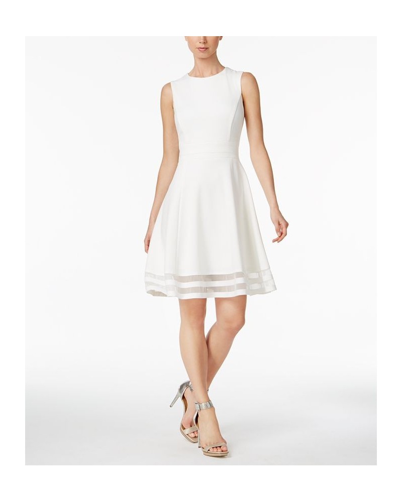 Illusion-Trim Fit & Flare Dress Regular & Petite Cream $46.99 Dresses