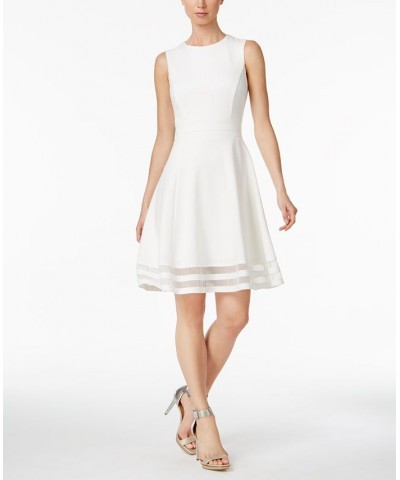 Illusion-Trim Fit & Flare Dress Regular & Petite Cream $46.99 Dresses