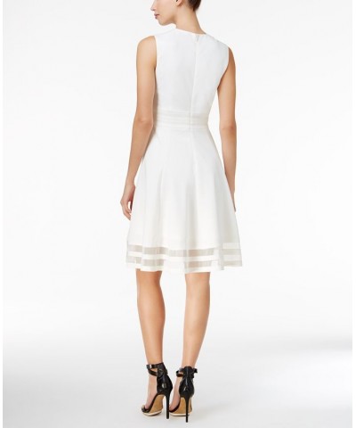 Illusion-Trim Fit & Flare Dress Regular & Petite Cream $46.99 Dresses