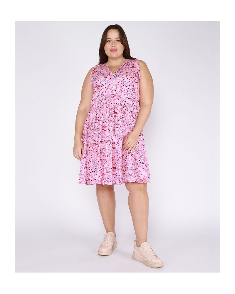 Plus Size Ruffled Drawstring-Waist Dress Pink $34.81 Dresses