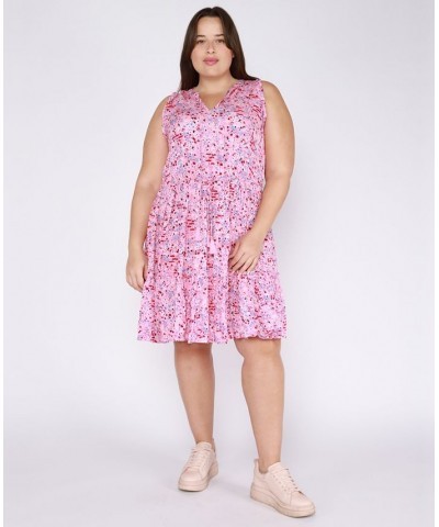 Plus Size Ruffled Drawstring-Waist Dress Pink $34.81 Dresses