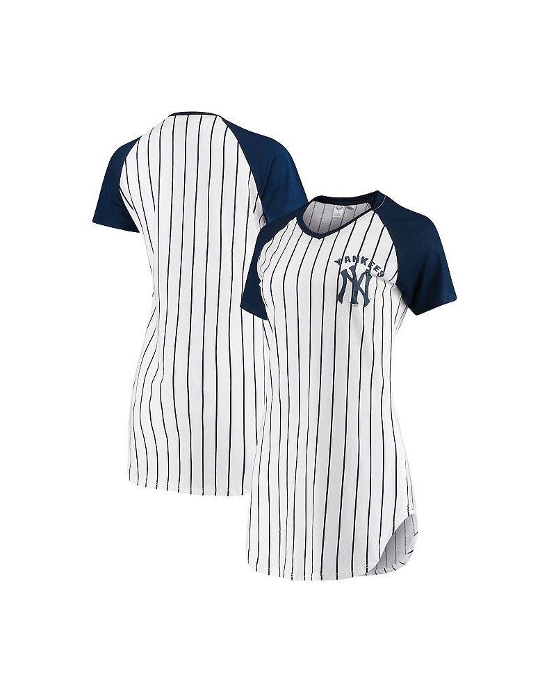 Women's White New York Yankees Vigor Pinstripe Nightshirt White $24.93 Pajama