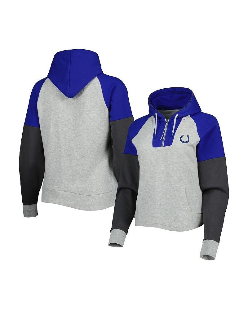 Women's Heathered Gray Royal Indianapolis Colts Jackpot Raglan Half-Zip Pullover Hoodie Gray $38.40 Sweatshirts