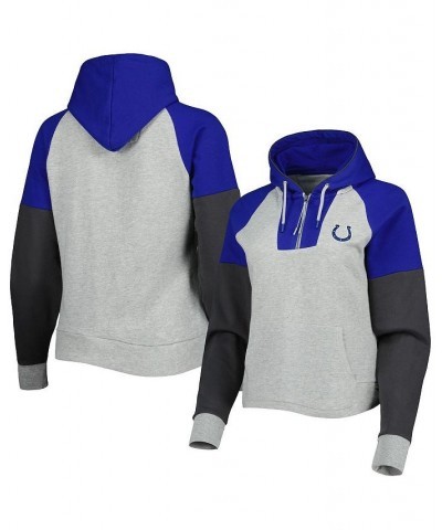 Women's Heathered Gray Royal Indianapolis Colts Jackpot Raglan Half-Zip Pullover Hoodie Gray $38.40 Sweatshirts