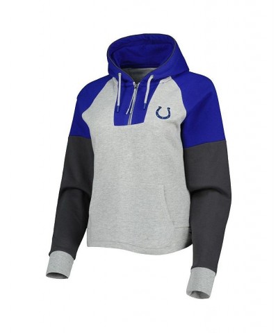 Women's Heathered Gray Royal Indianapolis Colts Jackpot Raglan Half-Zip Pullover Hoodie Gray $38.40 Sweatshirts