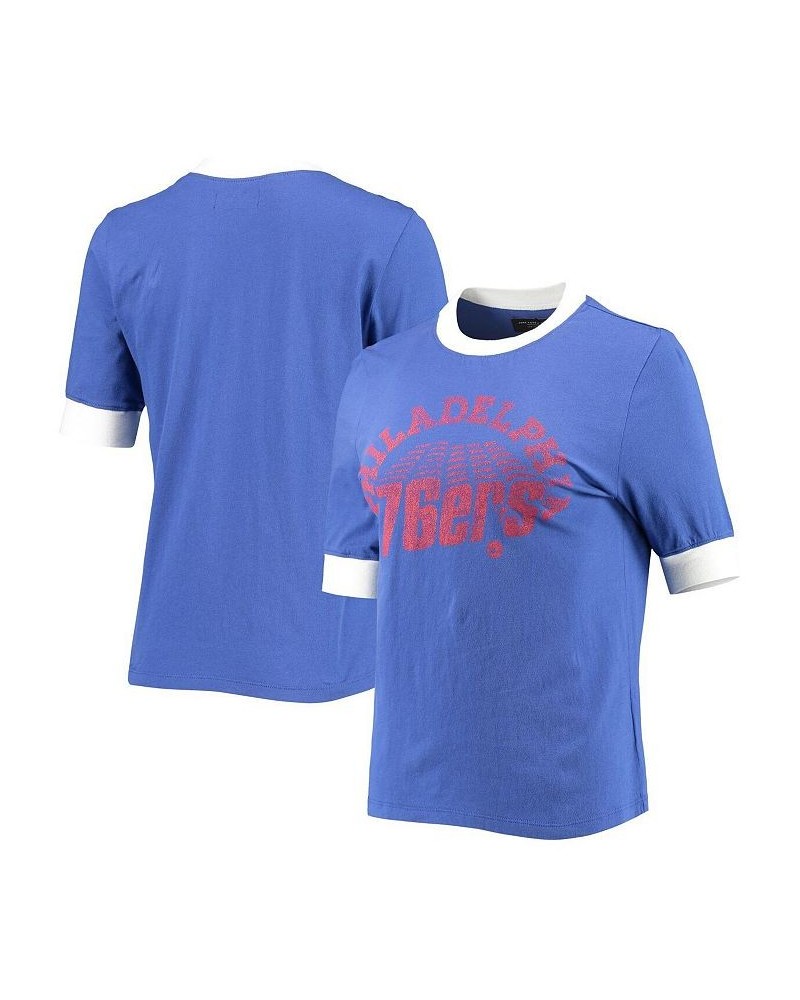 Women's Royal Philadelphia 76ers Slim Ringer T-shirt Royal $27.13 Tops