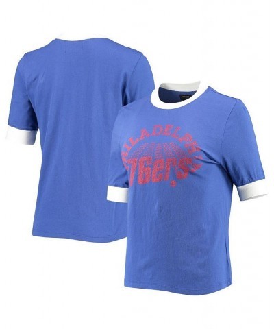 Women's Royal Philadelphia 76ers Slim Ringer T-shirt Royal $27.13 Tops