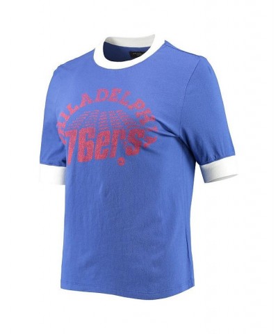 Women's Royal Philadelphia 76ers Slim Ringer T-shirt Royal $27.13 Tops