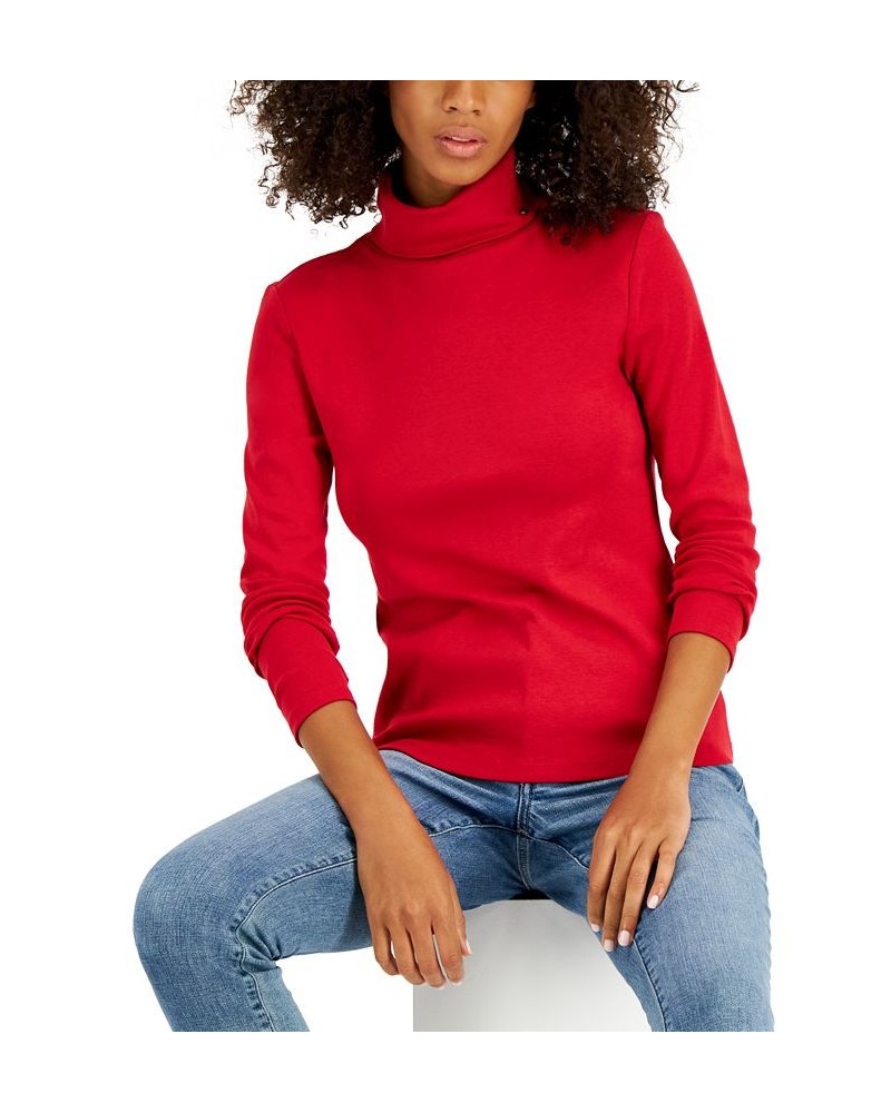 Women's Long Sleeve Cotton Turtleneck Top Chili Pepper $13.55 Tops