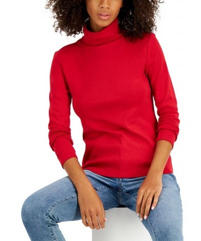 Women's Long Sleeve Cotton Turtleneck Top Chili Pepper $13.55 Tops