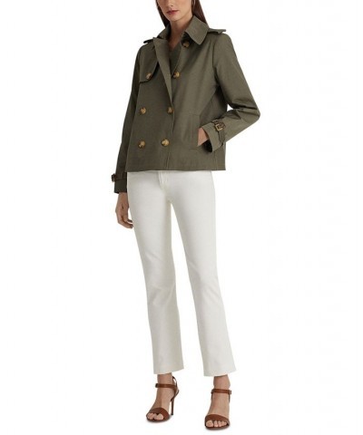 Women's Double-Breasted Trench Coat Green $44.20 Coats