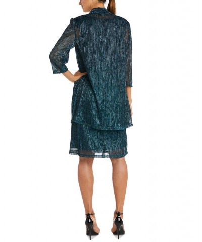 Sleeveless Metallic Dress and Jacket Blue $44.48 Dresses