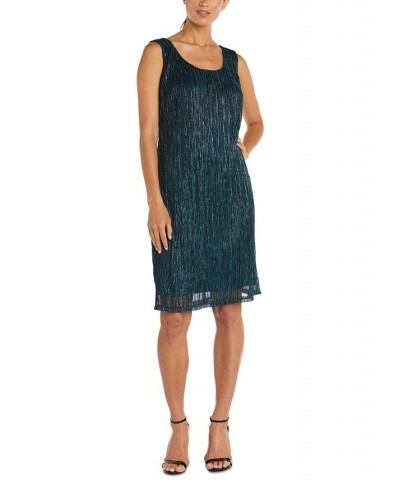 Sleeveless Metallic Dress and Jacket Blue $44.48 Dresses