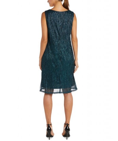 Sleeveless Metallic Dress and Jacket Blue $44.48 Dresses