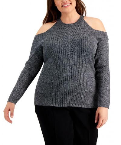 Plus Size Shine Cold-Shoulder Sweater Red $13.03 Sweaters