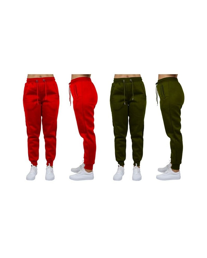 Women's Loose Fit Fleece Jogger Sweatpants Pack of 2 Red - Olive $27.00 Pants