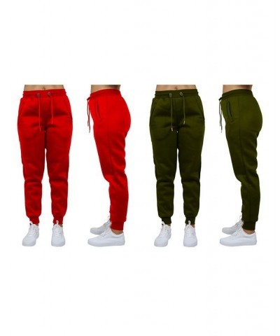 Women's Loose Fit Fleece Jogger Sweatpants Pack of 2 Red - Olive $27.00 Pants