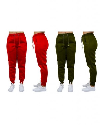 Women's Loose Fit Fleece Jogger Sweatpants Pack of 2 Red - Olive $27.00 Pants