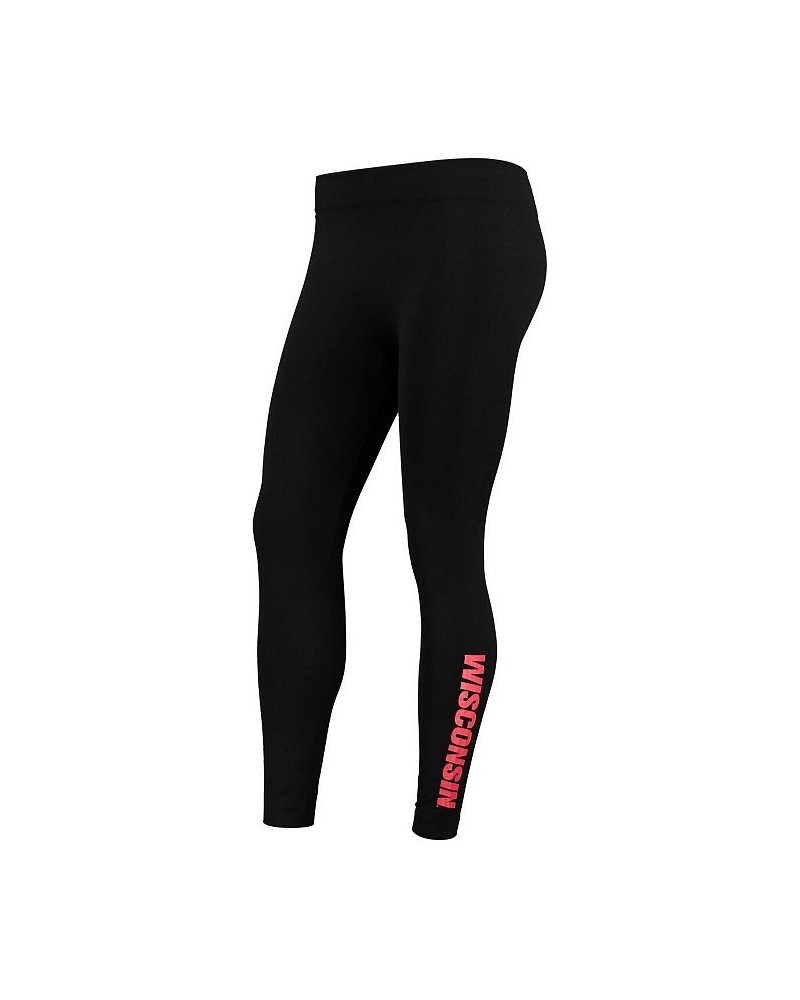 Women's Black Wisconsin Badgers Fleece Lined 2.0 Leggings Black $20.13 Pants