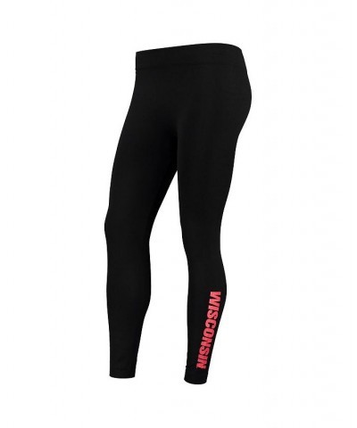 Women's Black Wisconsin Badgers Fleece Lined 2.0 Leggings Black $20.13 Pants