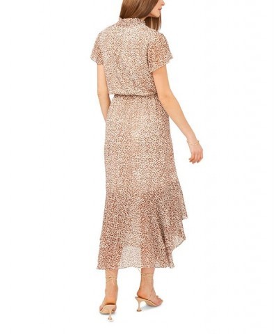 Women's Short Sleeve High Low Maxi Dress Brown, Taupe $45.54 Dresses