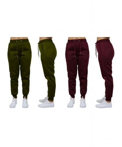 Women's Loose Fit Fleece Jogger Sweatpants Pack of 2 Red - Olive $27.00 Pants