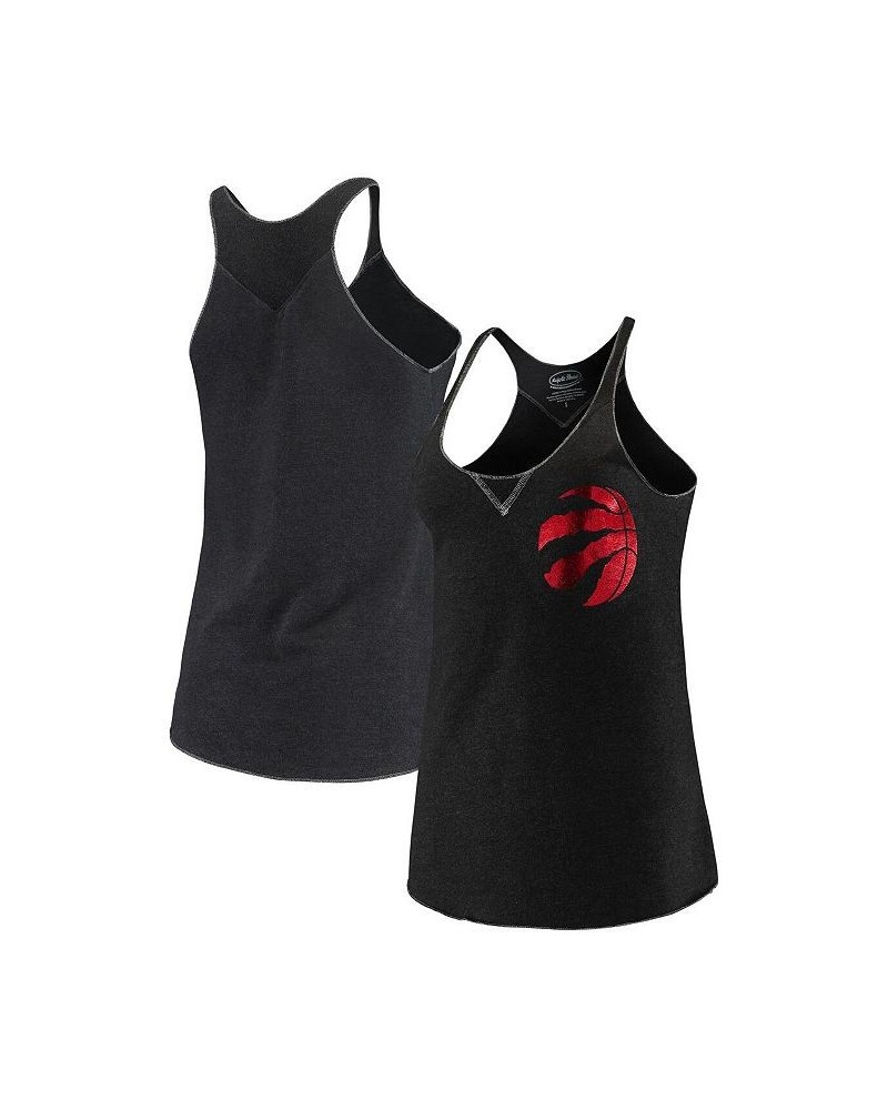 Women's Threads Black Toronto Raptors French Terry Deconstructed Racerback Tri-Blend Tank Top Black $28.80 Tops