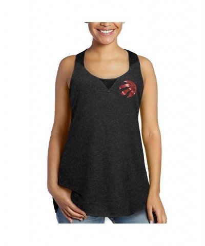 Women's Threads Black Toronto Raptors French Terry Deconstructed Racerback Tri-Blend Tank Top Black $28.80 Tops