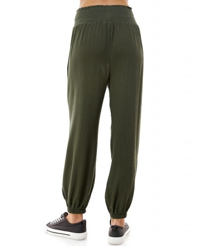 Juniors' Smocked Jogger Pants Green $13.78 Pants