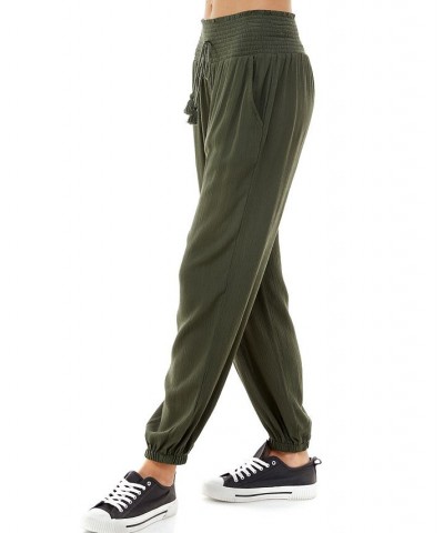 Juniors' Smocked Jogger Pants Green $13.78 Pants