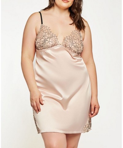 Plus Size Eyelash Flower Lace Chemise Nightgown Lingerie Online Only Blush $33.37 Lingerie