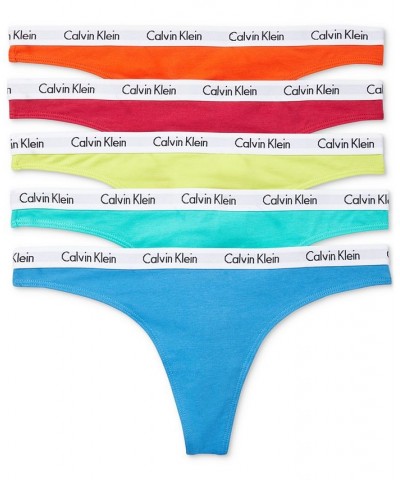 Women's Carousel Thong Underwear 5-Pack Cherry Tomato/persian Red/lemon Lime/aqua Green/blue Ambience $34.19 Panty