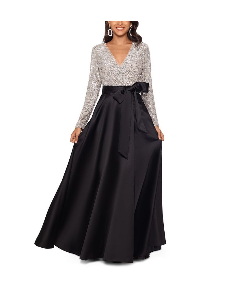 Sequinned-Top Ball Gown Black/Silver $77.00 Dresses