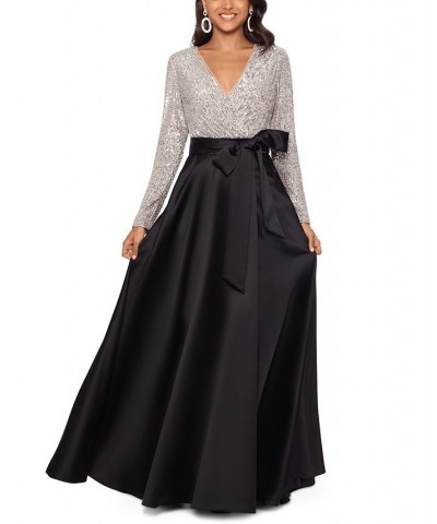 Sequinned-Top Ball Gown Black/Silver $77.00 Dresses